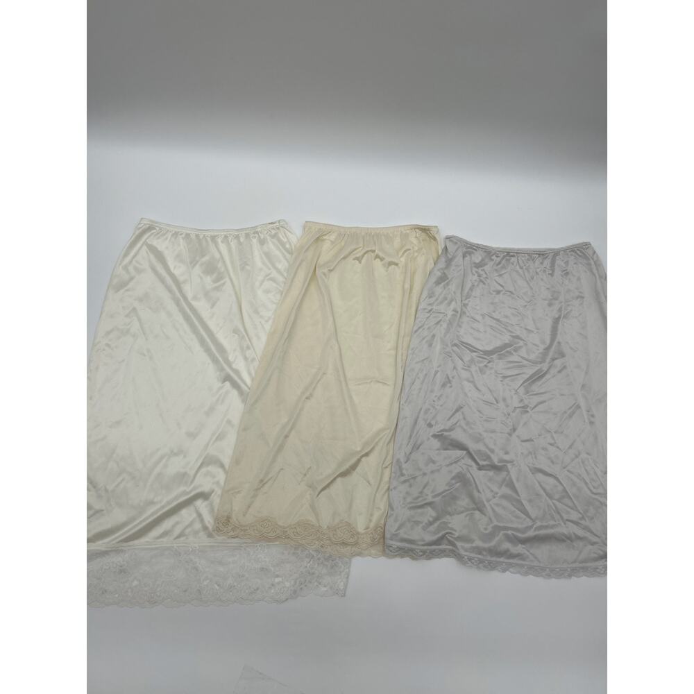 Lot of 3 Vintage Half Slips Small Vassarette JCPenney Lace Trim White Lingerie